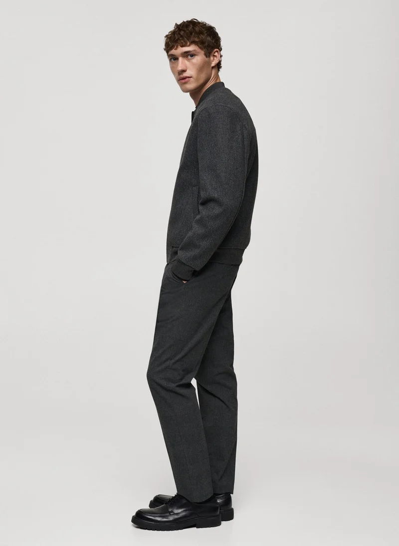 Mango Man Regular-Fit Flannel Bomber Jacket