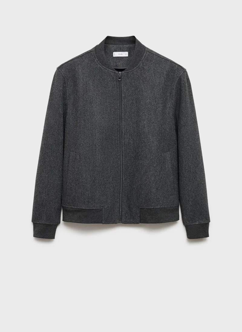 Mango Man Regular-Fit Flannel Bomber Jacket