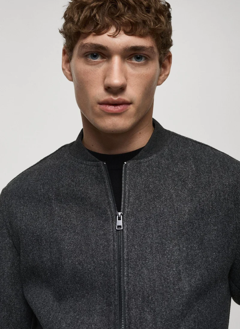Mango Man Regular-Fit Flannel Bomber Jacket