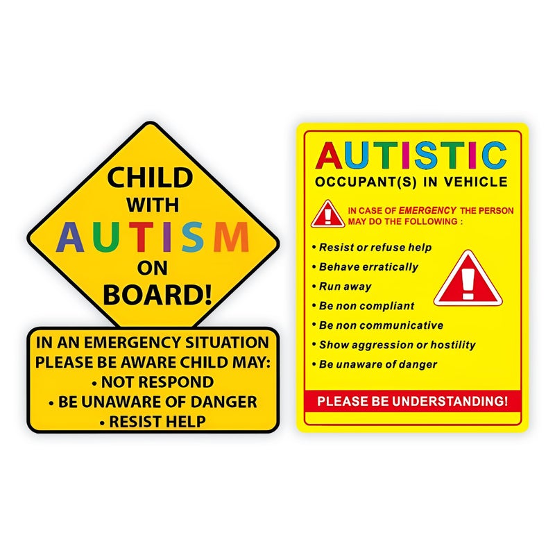 eDesign 2Pack Child with Autism Alert Responders and Autistic Occupant in Vehicle Stickers Decals for Car Truck Van SUV Window Wall Cup Tumblers Laptop - Image 2