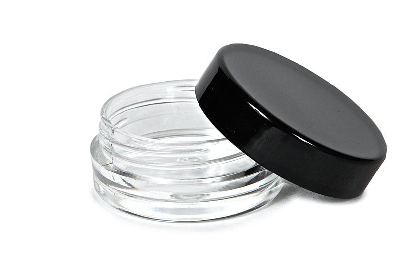 Vivaplex, 50, Clear, 3 Gram Plastic Pot Jars, Cosmetic Containers, With Black Lids. - Image 4