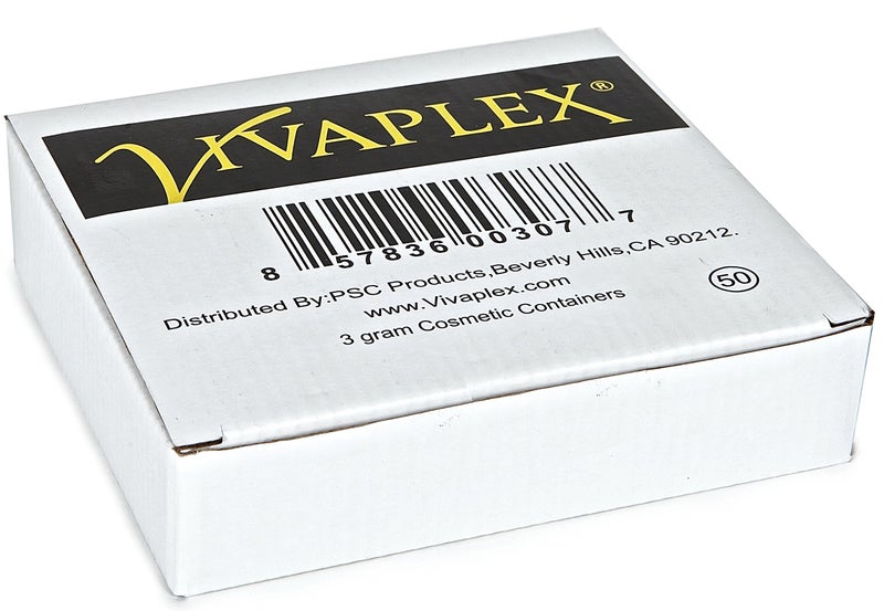 Vivaplex, 50, Clear, 3 Gram Plastic Pot Jars, Cosmetic Containers, With Black Lids. - Image 3