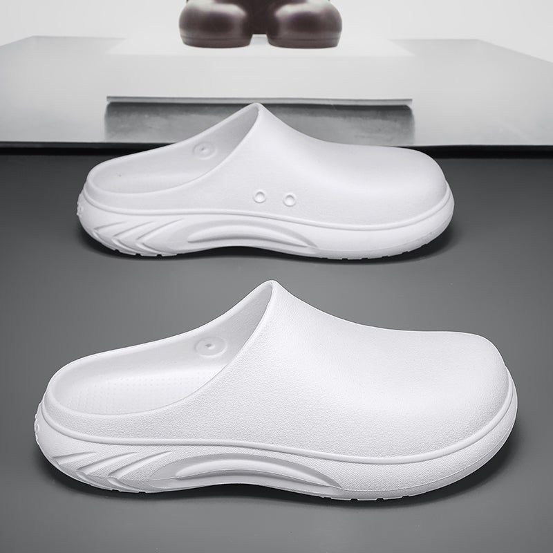 Chef Toe-Toe Slippers Mens Thick-Soled Outer Wear Half Slippers Beach Shoes Kitchen Summer Black 173 - Image 2