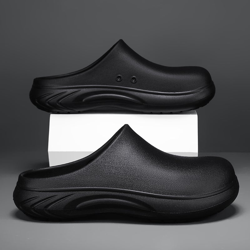 Chef Toe-Toe Slippers Mens Thick-Soled Outer Wear Half Slippers Beach Shoes Kitchen Summer Black 173 - Image 5