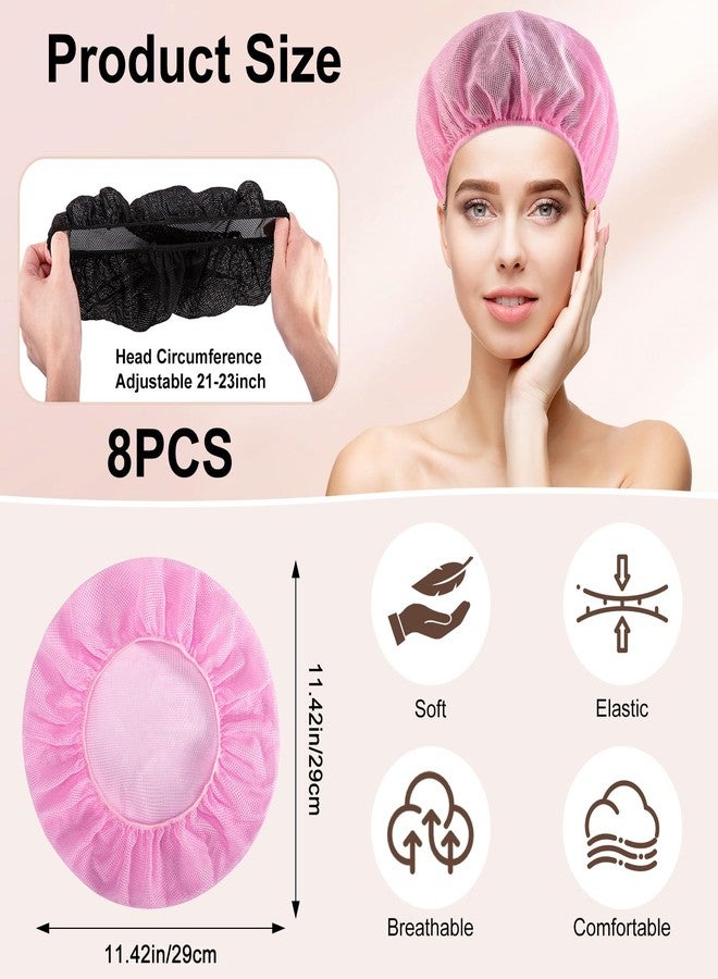 Dyrfolm 8Pcs Mesh Sleep Bonnet for Women,Mesh Sleep Caps for Sleeping,Night Mesh Bonnet Cap for Curly Frizzy Hair Protection,Hair Nets for Sleeping(4 Colors) - Image 2