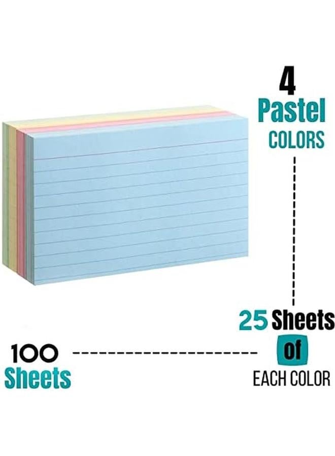 مارك بطاقات فهرسة مسطرة ملونة 100 قطعة مقاس 6 × 4 بوصة - Image 3