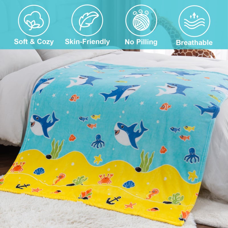 Levens Shark Gifts for Boys Girls - Glow in The Dark Sharks Blanket Christmas Stocking Stuffers for Grandkids Teen Boys Kids 2-14 Years Old Children Toddler Birthday Presents Soft Throw 50"x60" - Image 3