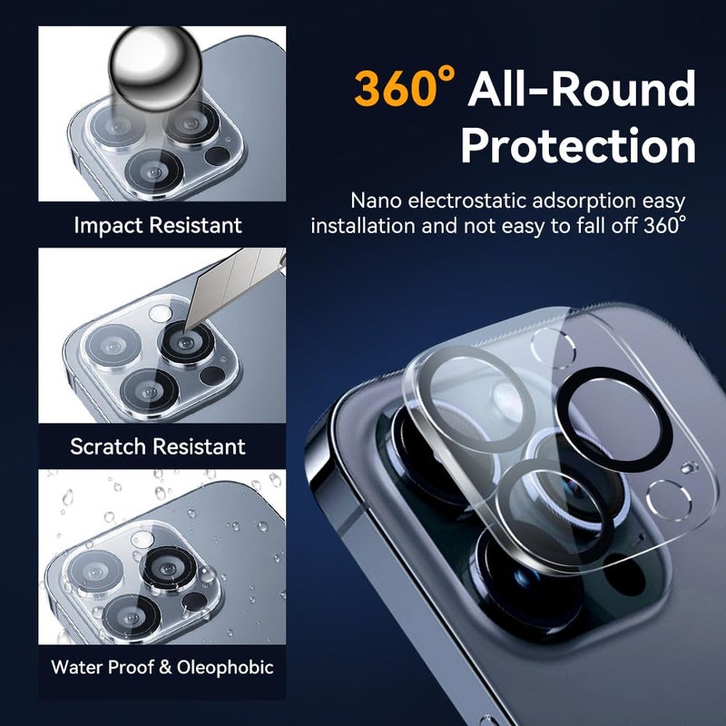 Vipsent Camera Lens Protector for iPhone 16 pro 6.3 / iPhone 16 pro max 6.9,9H Tempered Glassï¼ŒUltra HD, Scratch Resistance Easy to Installï¼ŒCase Friendlyï¼Œ[Does not Affect Night Shots] 3-Pack - Image 2