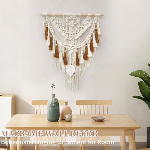 lokeisna Macrame Wall Hanging, Woven Tapestry Beige & Dusty Rose Handmade Craft Macrame Wall Room Decor, Gallery & Nursery, Size 37.4” Lx27.5” W - Image 4