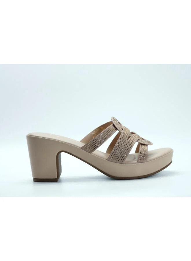 Michelle Morgan Beige 092-3137 Michelle Morgan Stylish Heeled Slide Sandals 514RJ75C Beige for Women | Best Price UAE