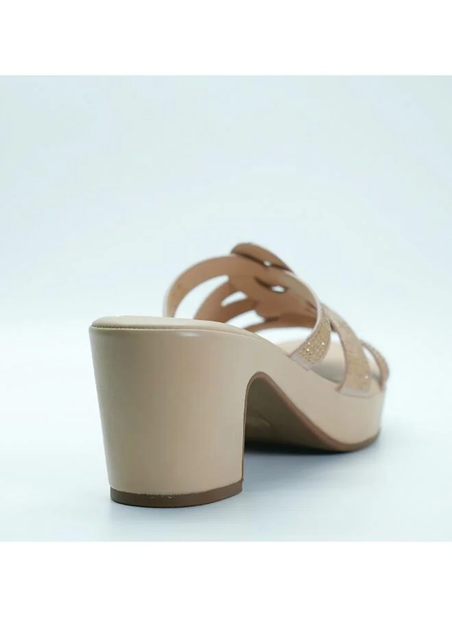 Michelle Morgan Beige 092-3137 Michelle Morgan Stylish Heeled Slide Sandals 514RJ75C Beige for Women | Best Price UAE