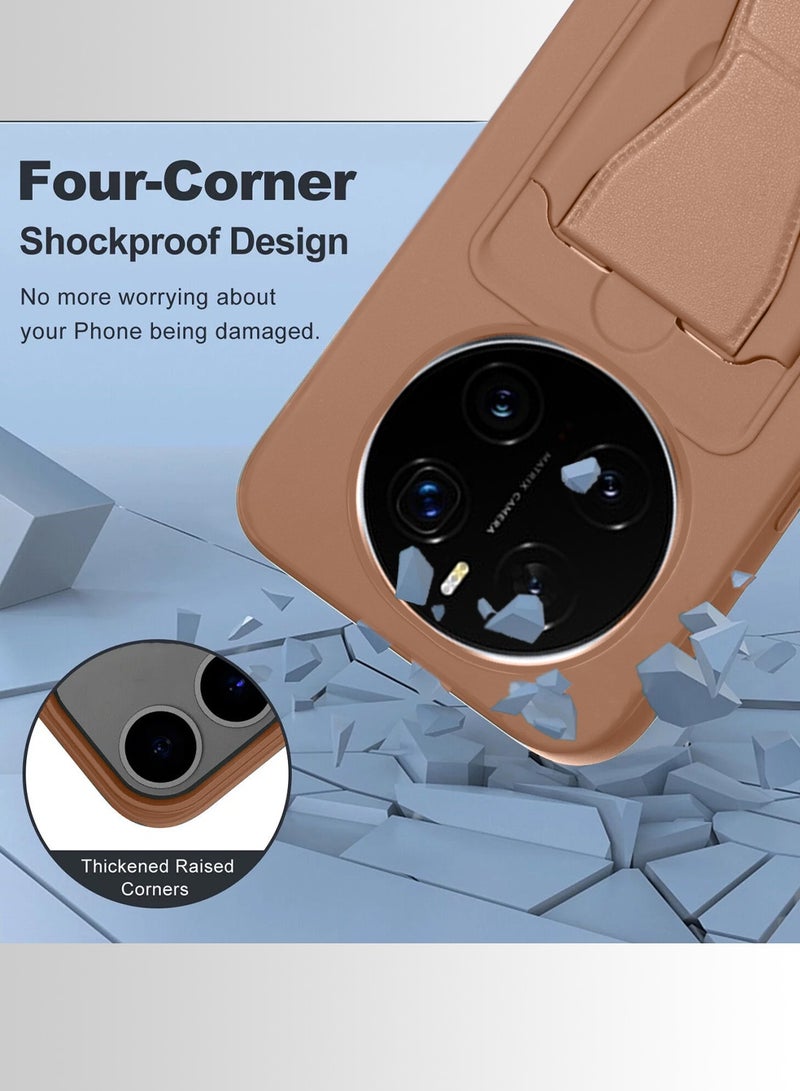 Wtech Honor Magic7 Pro 5G 2024 Silicone TPU Card Holder with Hand Grip Case Cover (MCHPSN) - Brown - Image 3