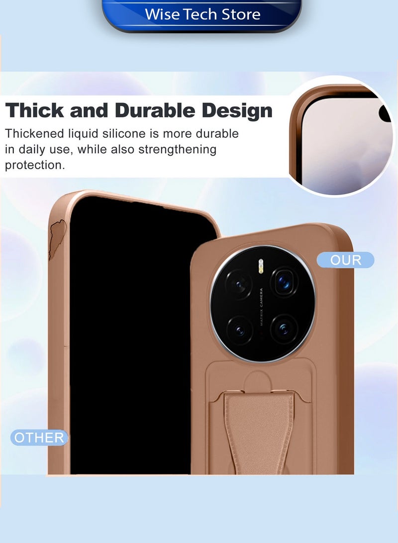 Wtech Honor Magic7 Pro 5G 2024 Silicone TPU Card Holder with Hand Grip Case Cover (MCHPSN) - Brown - Image 2