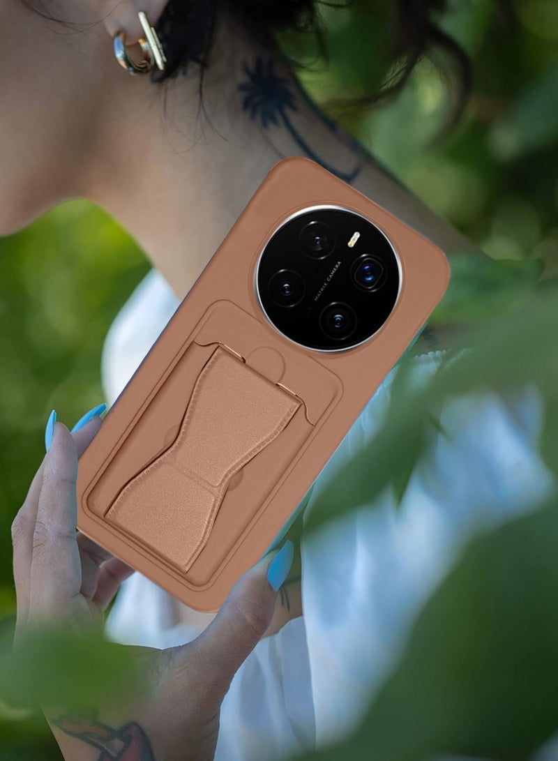 Wtech Honor Magic7 Pro 5G 2024 Silicone TPU Card Holder with Hand Grip Case Cover (MCHPSN) - Brown - Image 5