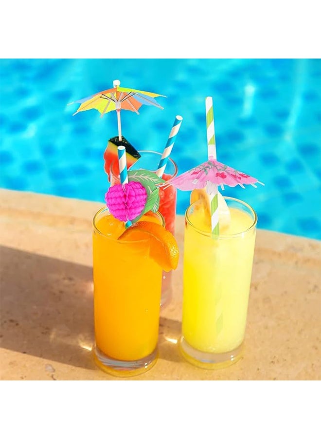 80PCS Cocktail Decorations Party Pack, Cocktail Accessories, Including Drink Umbrellas, Stirring Stirrers, Reuseable Paper Straws, Sparkler Sticks for Summer Beach Party Food Drink Decoration - Image 3