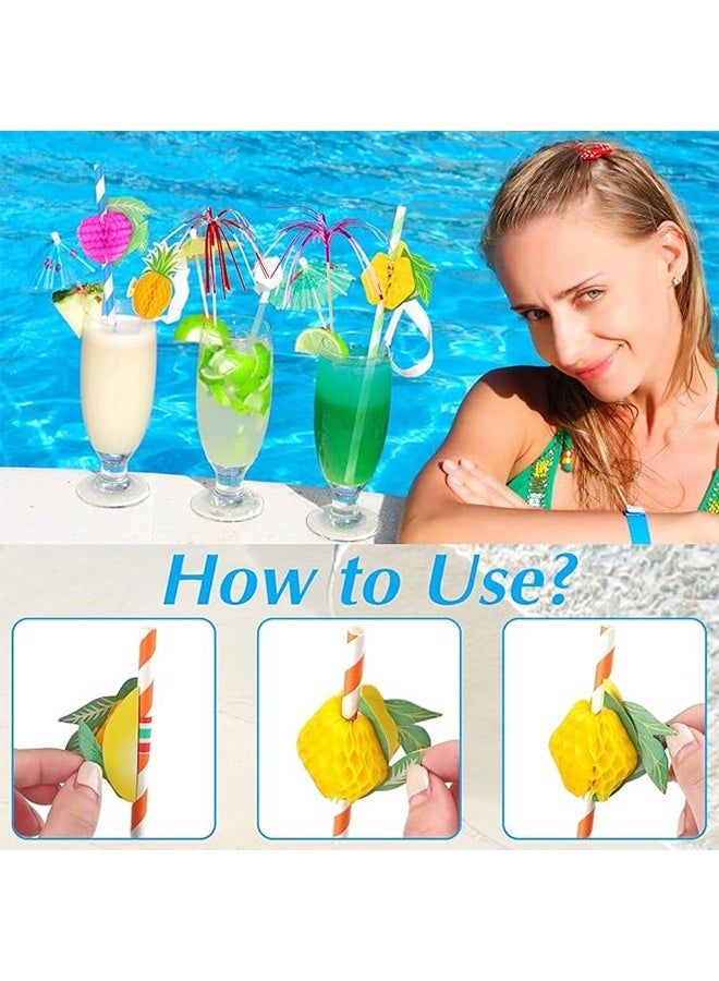 80PCS Cocktail Decorations Party Pack, Cocktail Accessories, Including Drink Umbrellas, Stirring Stirrers, Reuseable Paper Straws, Sparkler Sticks for Summer Beach Party Food Drink Decoration - Image 5