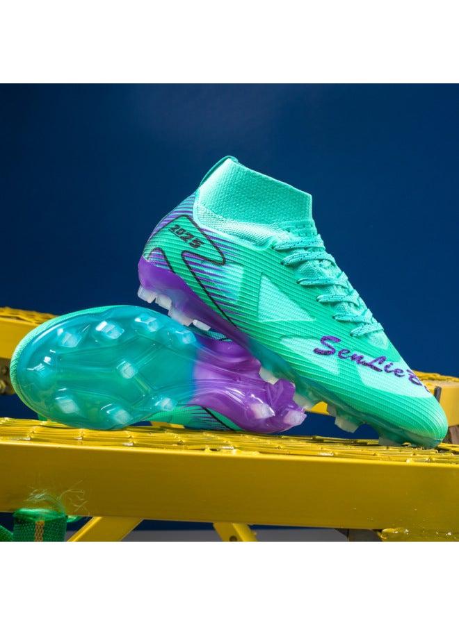 New High-top Soccer Cleats Long Studs Men's And Women's Soccer Shoes Grass Field Student Training Shoes