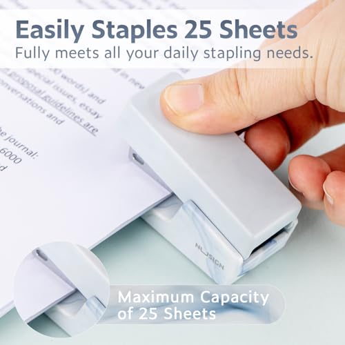 NUSIGN Mini Stapler with 830 Staples, Small Cute Desk Staplers, 25 Sheet Capacity, Fluid Blue - Image 2