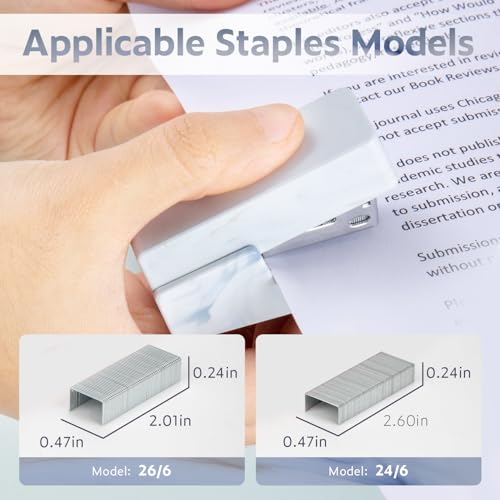 NUSIGN Mini Stapler with 830 Staples, Small Cute Desk Staplers, 25 Sheet Capacity, Fluid Blue - Image 3