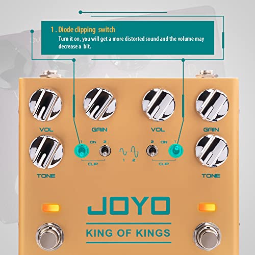JOYO Dual Crunch Pure Analog Circuit Overdrive Effect Pedal with Independent Clipping for Electric Guitar - True Bypass (King of Kings R-20) - Image 4