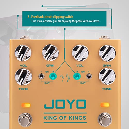 JOYO Dual Crunch Pure Analog Circuit Overdrive Effect Pedal with Independent Clipping for Electric Guitar - True Bypass (King of Kings R-20) - Image 5