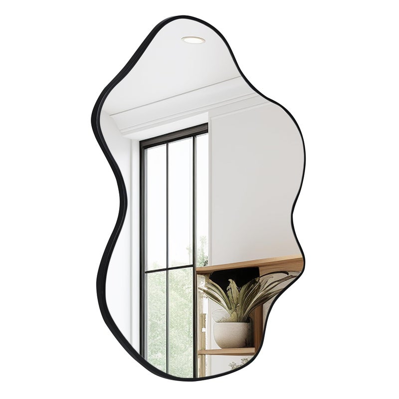 CULER Irregular Black Bathroom Wall Mirror,24 x 36 Inch Asymmetrical Vanity Modern Tempered Glass Mirror for Bedroom,Living Room,Entryway - Image 1