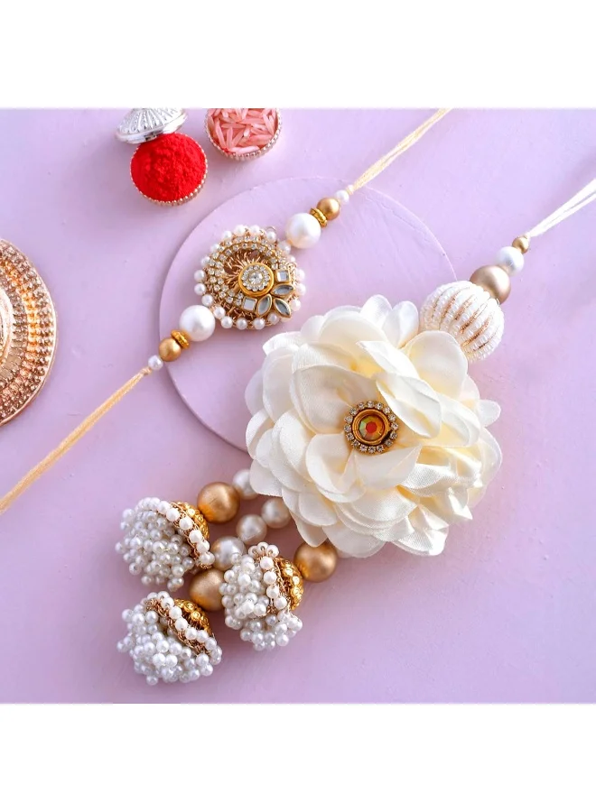 فويلا Faux Pearls And Kundan Gems Bhaiya Bhabhi Rakhi