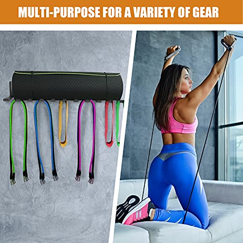 Tamisom Multi-Purpose Heavy Duty Gym Storage Rack - 11 Hooks for Resistance Bands, Straps, Jump Ropes, Foam Rollers, Weight Belts, Tools (L-23") - Image 5
