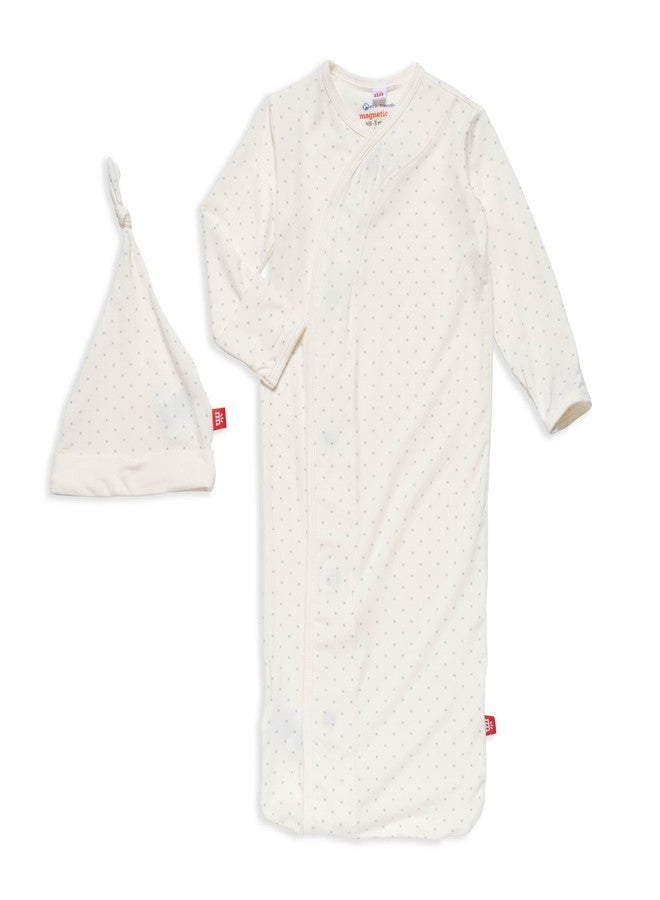 Magnetic Me Modal Newborn Sleeper Gown & Hat Set | Silky Soft Modal Fabric Sleep Sack | Pin Dot Cream | 0-3 Months