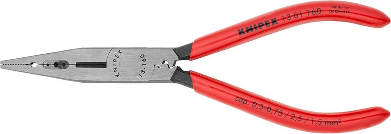 KNIPEX 13 01 160 Electricians' Pliers - 160 mm, Black Atramentized, Plastic Coated - Image 1