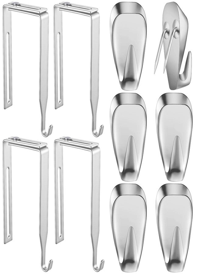 LEIFIDE 10 Pcs Cubicle Decor Hooks Set, 6 Pcs Fabric Panel Wall Hook and 4 Pcs Adjustable Cubicle Hanger Fit 1 3/8 Inch to 3 1/2 Inch Office Supplies for Hanging, Clothes Bag Photo Frame, Silver - Image 1