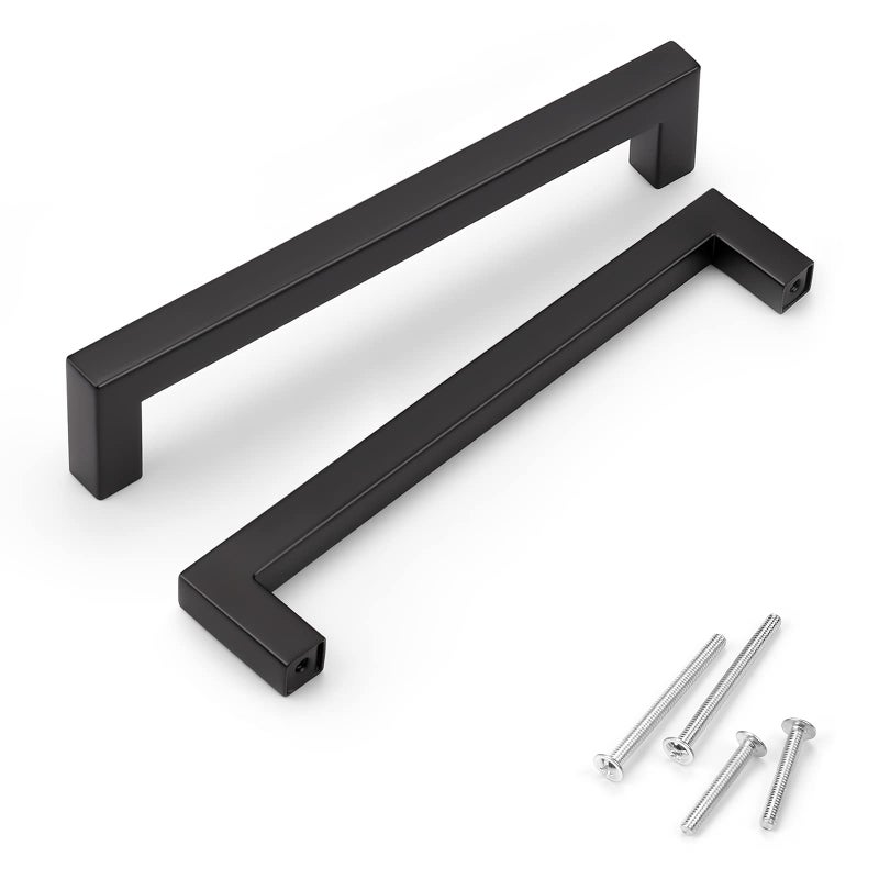 KNOBWELL 25 Pack Hole Center 6310 Black Stainless Steel Cabinet Pulls Euro Style Drawer Dresser Pulls Kitchen Cabinet Door Pulls Cupboard Handles 6710 Total Length
