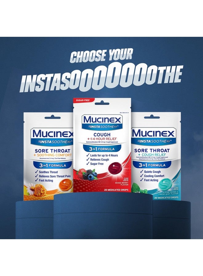موسينكس قطرات سعال ميوسينكس إنستاسوذ الخالية من السكر، دواء سعال للبالغين مع ديكستروميثورفان هيدروبروميد، قطرات سعال خالية من المنثول، معينات مثبطة للسعال، قطرات سعال طبية بنكهة التوت المختلط، 40 قرصًا - Image 5