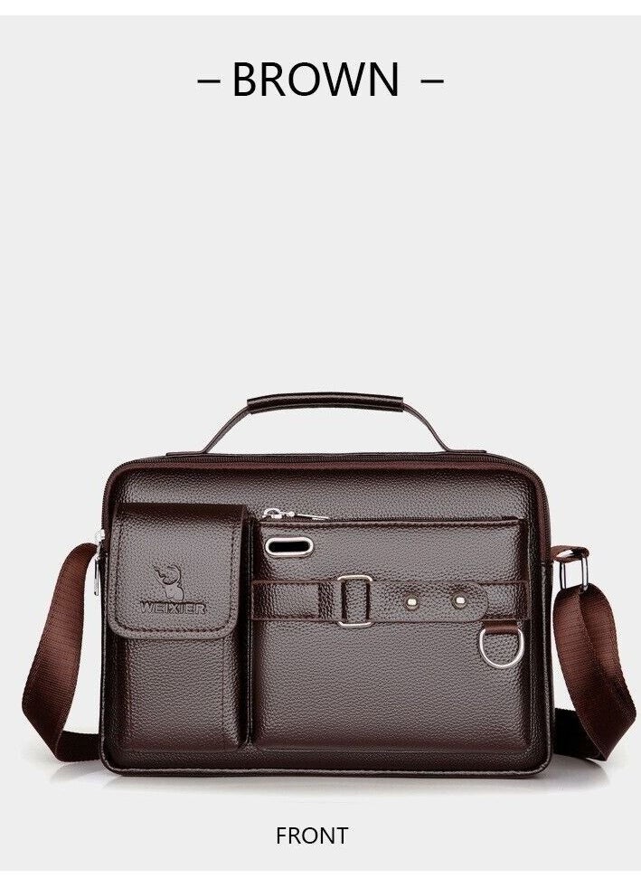 WEIXIER WEIXIER Business Briefcase Men's Shoulder Bag PU Leather Handbag Crossbody Bag  - Image 1
