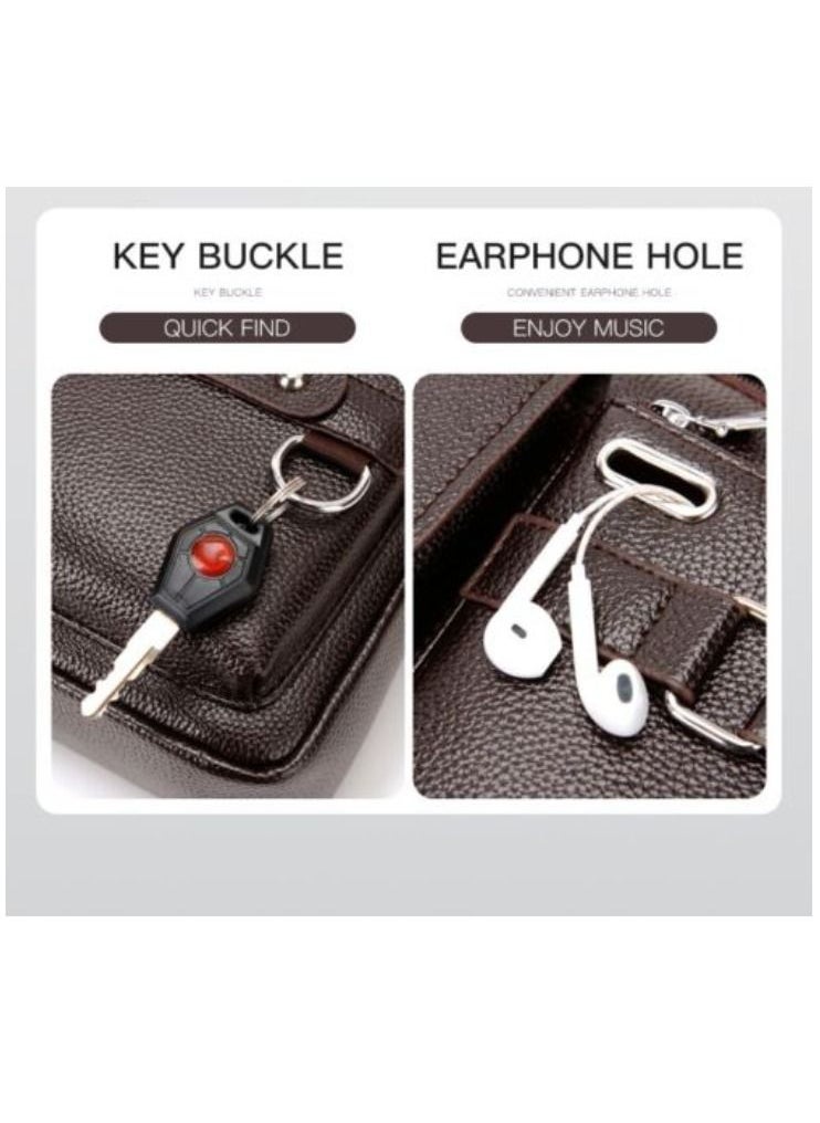 WEIXIER WEIXIER Business Briefcase Men's Shoulder Bag PU Leather Handbag Crossbody Bag  - Image 4