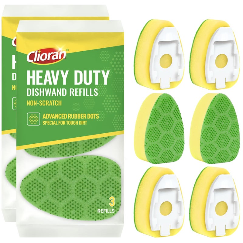 Clioran Leak Proof Dishwand Refills with Scrub DotsNon Scratch Sponge Heads for Dish Wand20 Thicker HeavyDuty Scrubber ReplacementFits Most HandlesWorks with All Dish SoapsIdeal for Kitchen