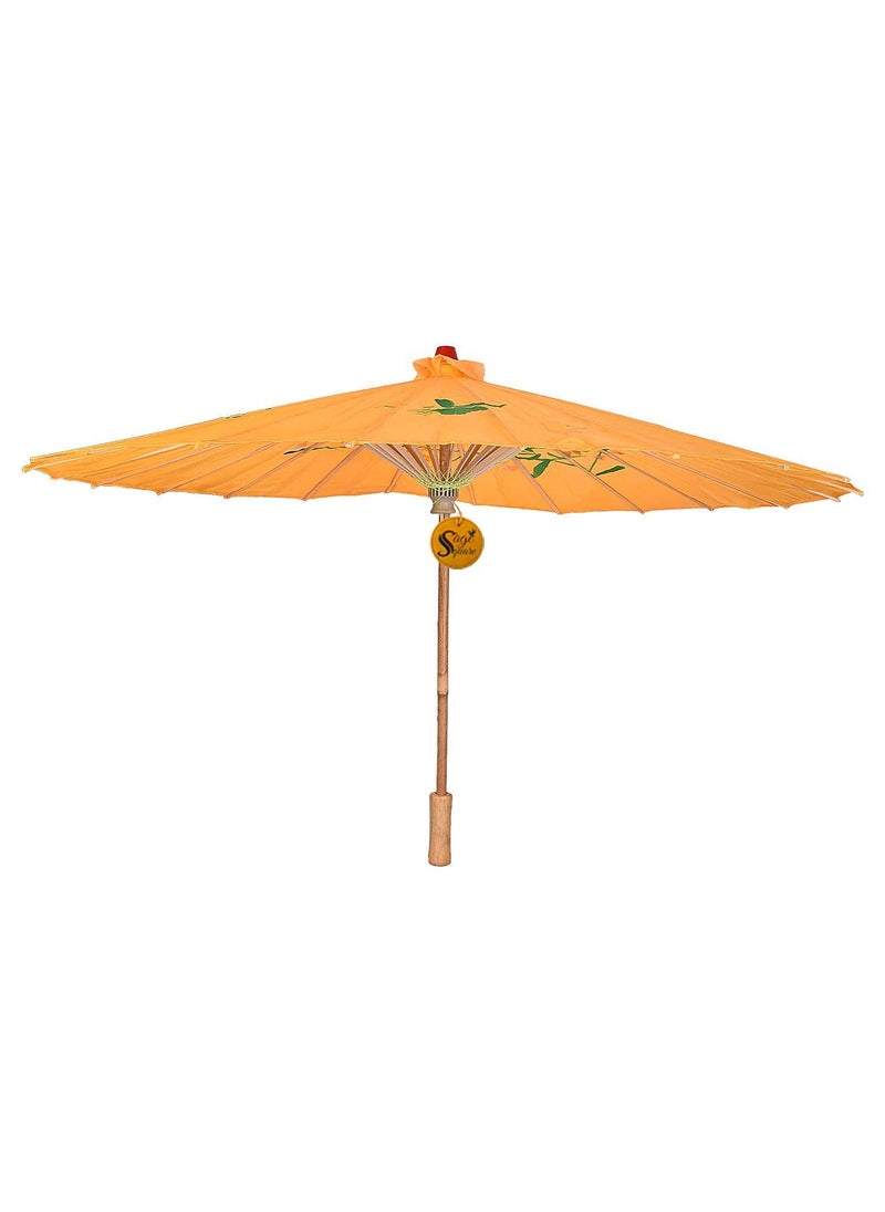 Sage Square Sage Square Handmade Traditional Chinese Cloth Floral Wooden Umbrella Wedding Dance Parties Props (Orange)  - Image 1