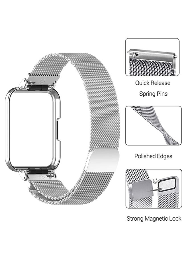 O Ozone - Milanese Band For Redmi Watch 2 Lite /Xiaomi Mi Watch 2 Lite, Metal Mesh Magnetic loop with Metal Protector Case Replacement Strap Women Men  - Black - Image 1