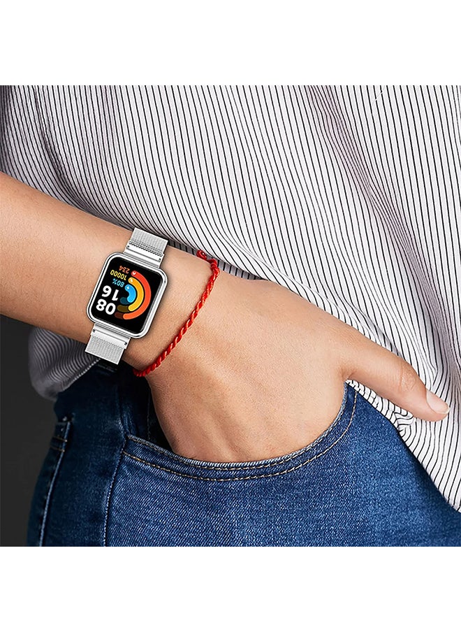O Ozone - Milanese Band For Redmi Watch 2 Lite /Xiaomi Mi Watch 2 Lite, Metal Mesh Magnetic loop with Metal Protector Case Replacement Strap Women Men  - Black - Image 1