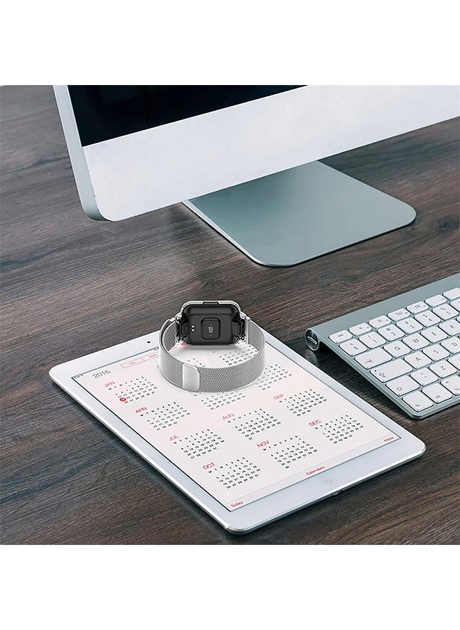 O Ozone - Milanese Band For Redmi Watch 2 Lite /Xiaomi Mi Watch 2 Lite, Metal Mesh Magnetic loop with Metal Protector Case Replacement Strap Women Men  - Black - Image 1