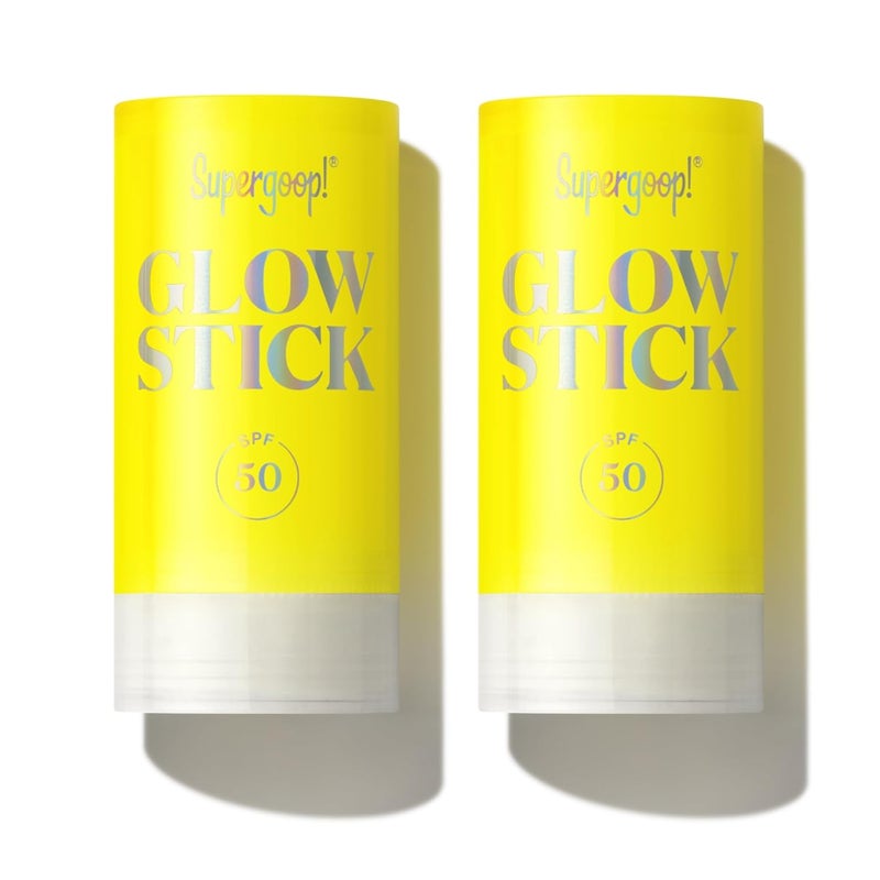 Supergoop! Supergoop Glow Stick  07 oz Pack of 2  SPF 50 PA Dry Oil Sunscreen Stick for Face  Body  Hydrates for a Healthy Glow  Mess Free Travel Friendly