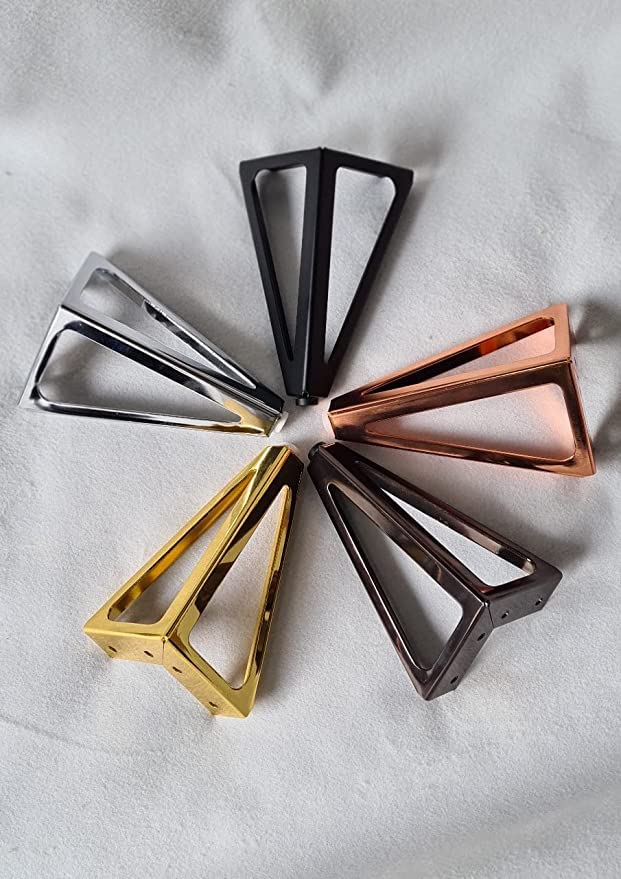 Generic Sofa Hardware Leg 6 Inch 15 Cms Sofa Furniture Matt GoldenBlackSilverRose GoldGun Black Triangle Shape Finish Heavy Model Sofa Leg Set of 4 Fancy Paya Medium Rose Gold  - Image 5