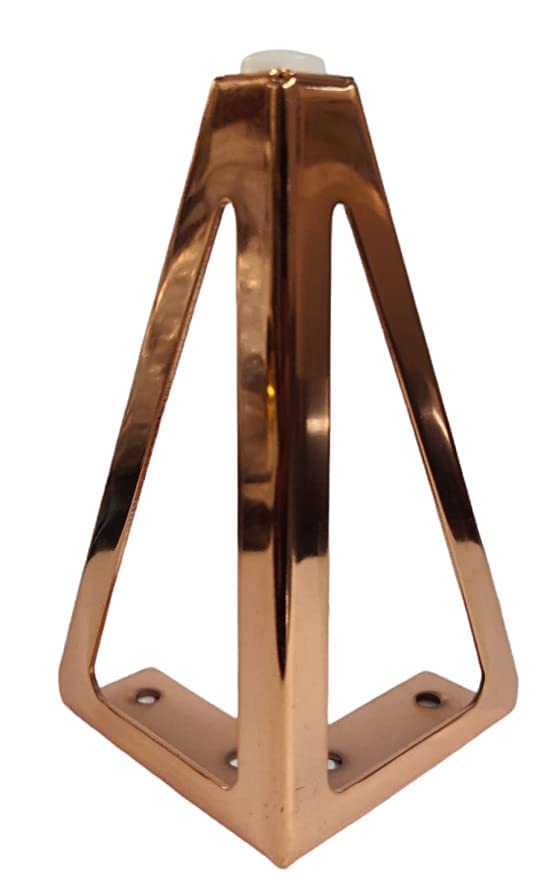 Generic Sofa Hardware Leg 6 Inch 15 Cms Sofa Furniture Matt GoldenBlackSilverRose GoldGun Black Triangle Shape Finish Heavy Model Sofa Leg Set of 4 Fancy Paya Medium Rose Gold  - Image 1