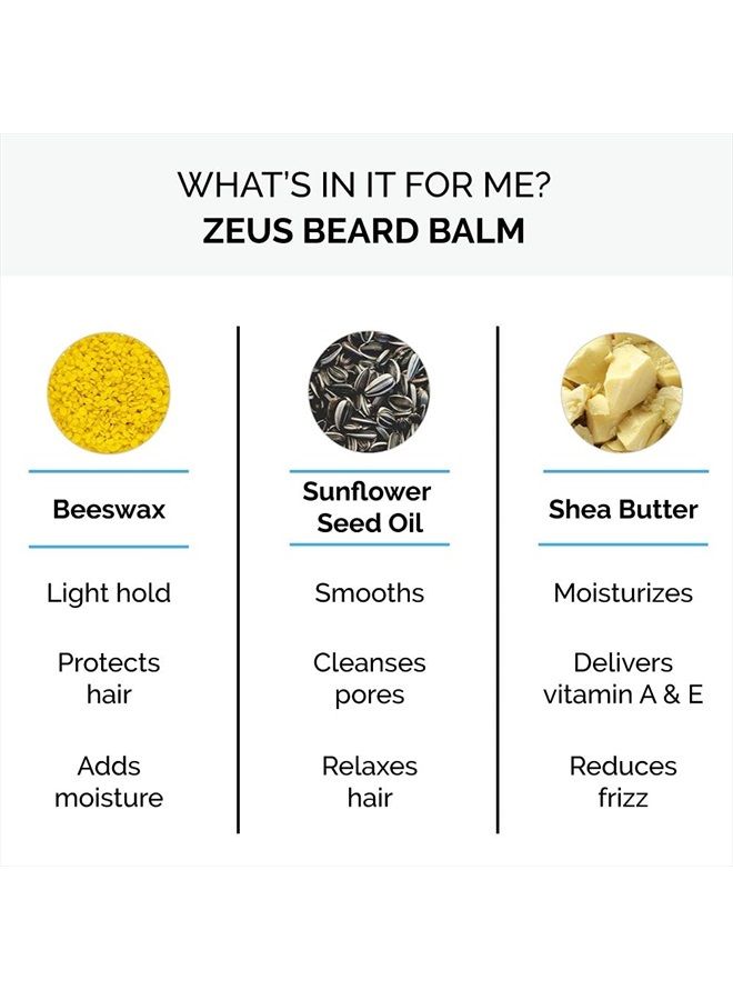 Zeus Beard Balm, Natural Beeswax & Shea Butter Balm, Softening Conditioner for Facial Hair – MADE IN USA (Verbena Lime) 2 oz. - Image 3