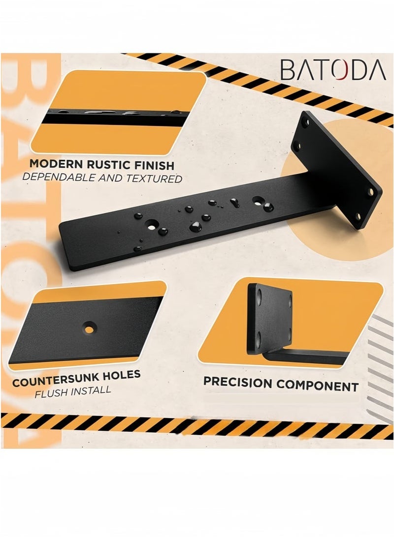 XiuWoo 4 Pack Heavy Duty Hidden Floating Shelf Brackets Iron Metal Wall Mounted Shelf Support 6 Inch 15cm 1/5 Inch Thick Rustic Industrial Shelf Brackets for Kitchen Bathroom Storage with Mounting Screws Hardware Kit  - Image 2