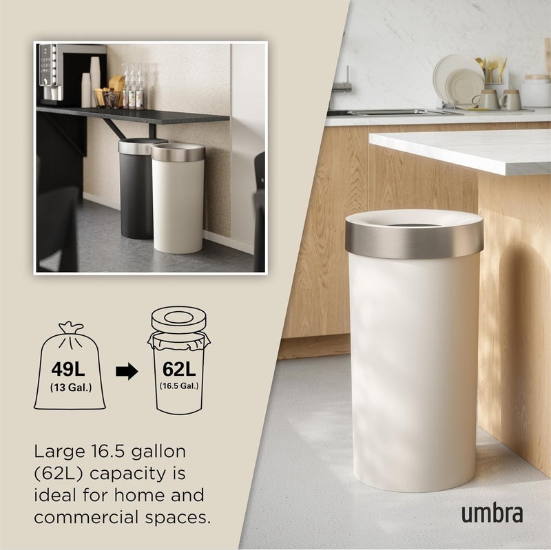 UMBRA Vento Kitchen Trash Can with Open Top, Large 16-Gallon (62 L) Capacity, Sand - Image 5