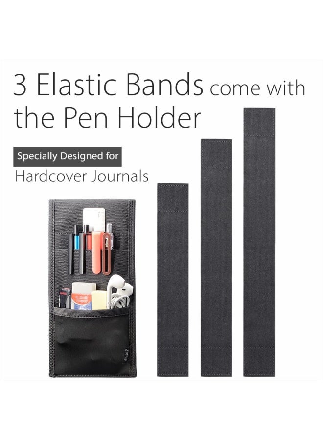 diodrio Adjustable Elastic Band Pen Holder  Velcro Pencil Holder  Pen Sleeve Case For Hard Cover Journals  Planners  Notebooks  Books  Binders  Fits Regular And Large Notebooks  Accessory Pocket  Detachable.  - Image 2