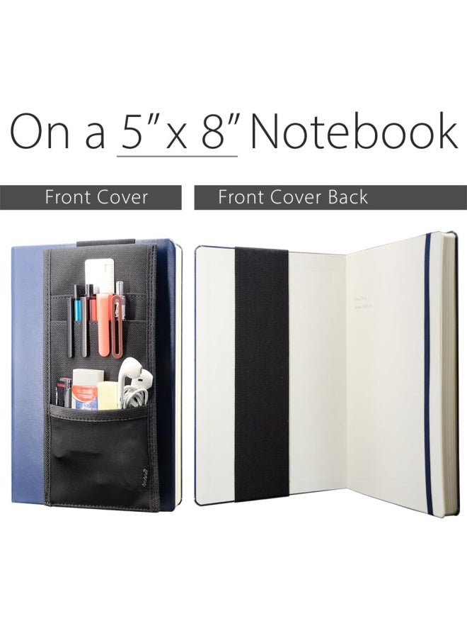 diodrio Adjustable Elastic Band Pen Holder  Velcro Pencil Holder  Pen Sleeve Case For Hard Cover Journals  Planners  Notebooks  Books  Binders  Fits Regular And Large Notebooks  Accessory Pocket  Detachable.  - Image 3