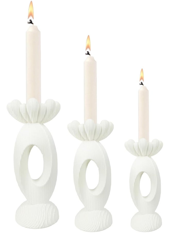 YINZUO YINZUO Modern Decorative Stylish Candle Holder White Plastic Fiber Taper Candle Holder with Artistic Open Best Design for Home Decor, Dining Table, or Mantel Display (Desing 1)  - Image 5
