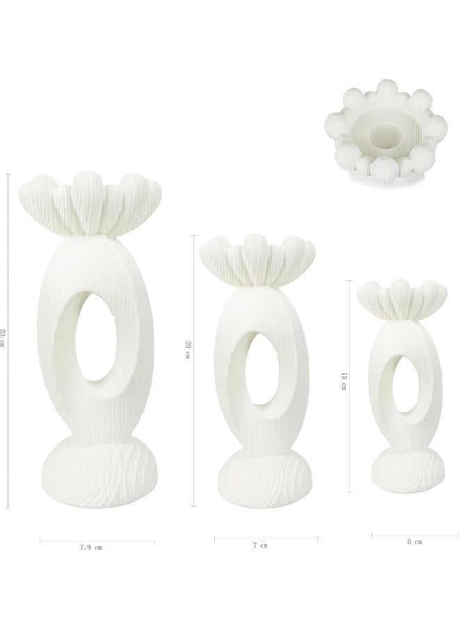 YINZUO YINZUO Modern Decorative Stylish Candle Holder White Plastic Fiber Taper Candle Holder with Artistic Open Best Design for Home Decor, Dining Table, or Mantel Display (Desing 1)  - Image 2